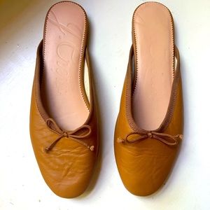 J. Crew Tan Flats with Bow Detail